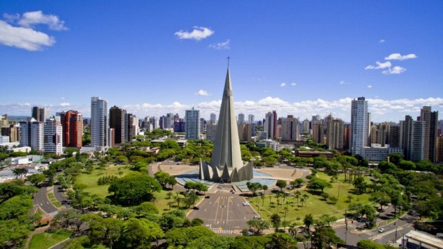 Foto aérea de Maringá, na região norte do Paraná