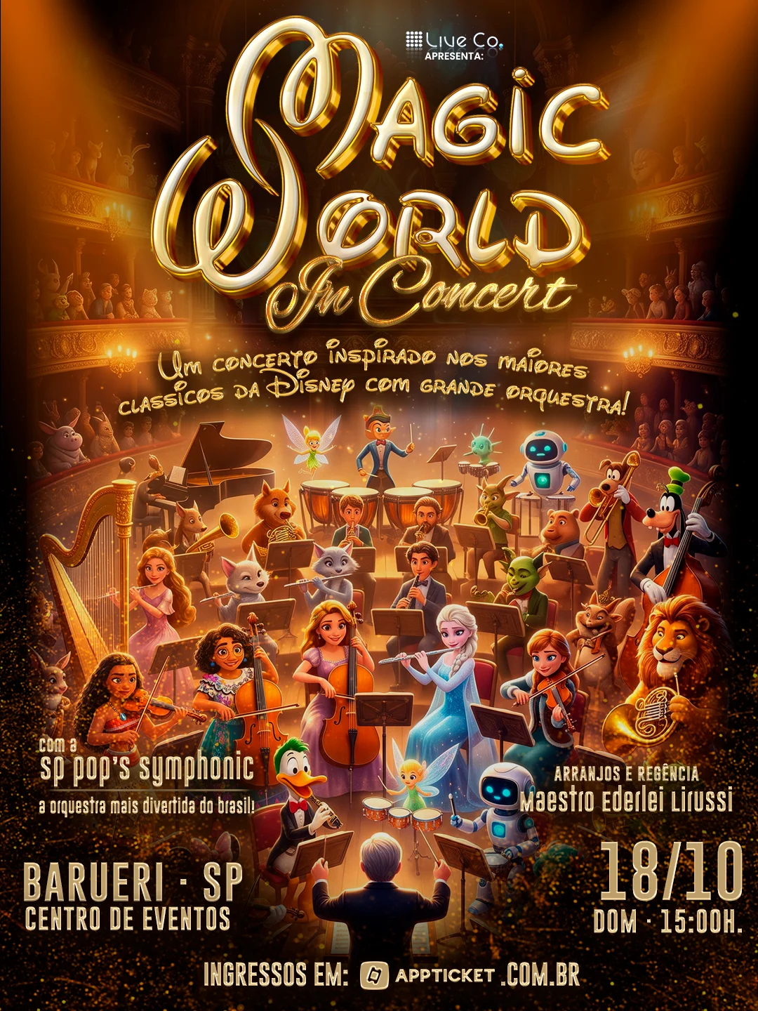 Cartaz ilustrado do Magic World In Concert em Barueri