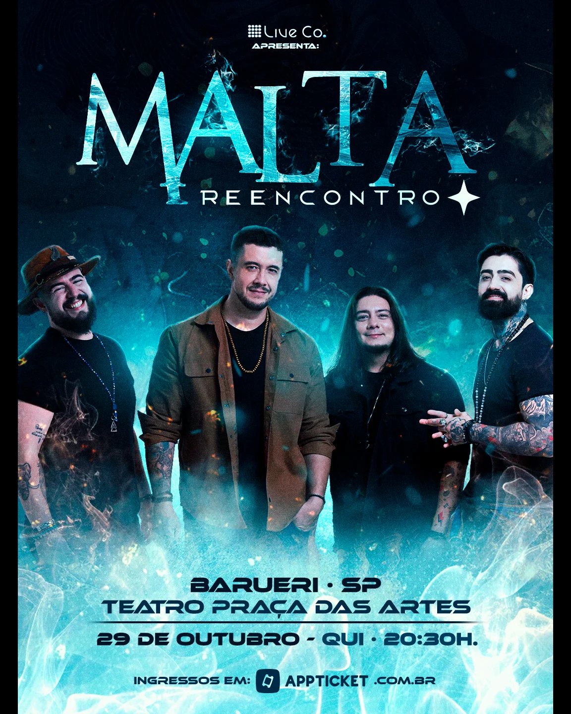 Cartaz oficial do Malta Reencontro na Praça das Artes de Barueri
